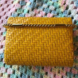 Vintage RODO Mustard-Yellow Wicker Clutch